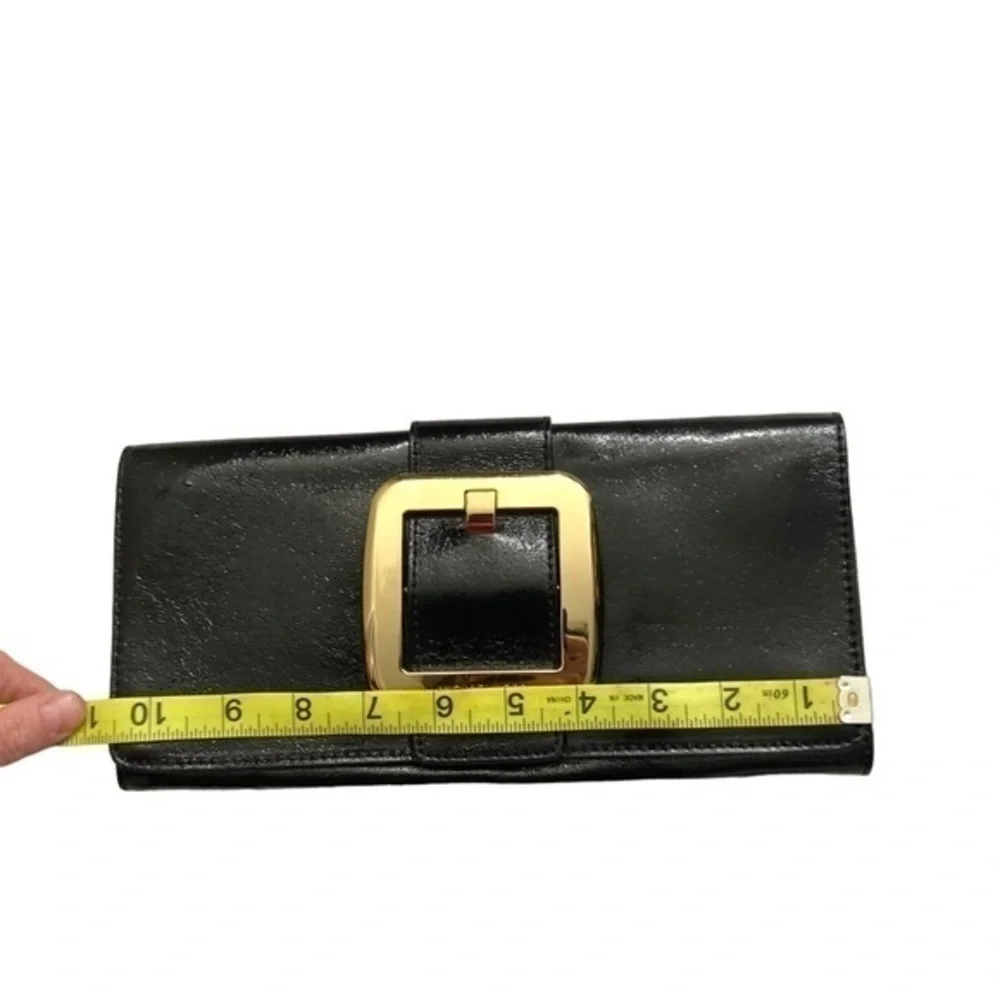 Michael kors black patent leather evening clutch bag